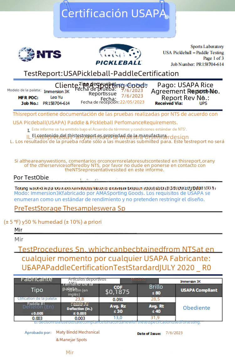 AMA 3K Carbon Fiber High-End Pickleball Paddle