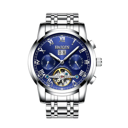 Automatic Men's Watch with Hollow Design and Luminous Steel