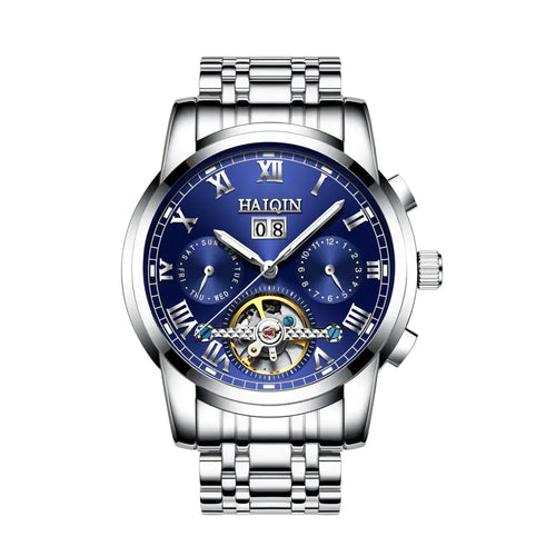 Automatic Men's Watch with Hollow Design and Luminous Steel