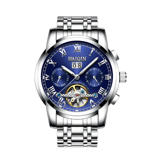 Automatic Men's Watch with Hollow Design and Luminous Steel